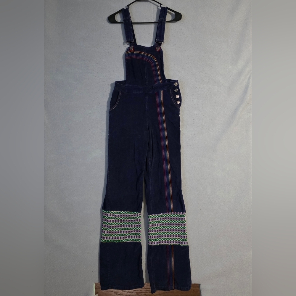Modcloth Womens Rainbow With Me Corduroy Denim Overalls Size 8 - Picture 1 of 10